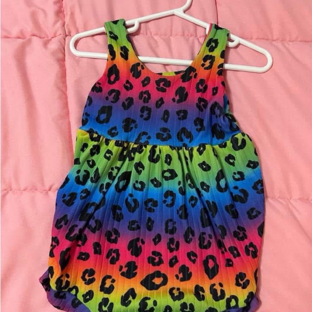 Rainbow Leopard Print Kids Tank Top